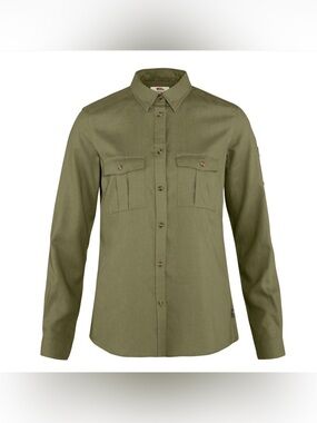 Fjallraven ÖVIK Long Sleeved Travel Shirt, Khaki Green, Size Large